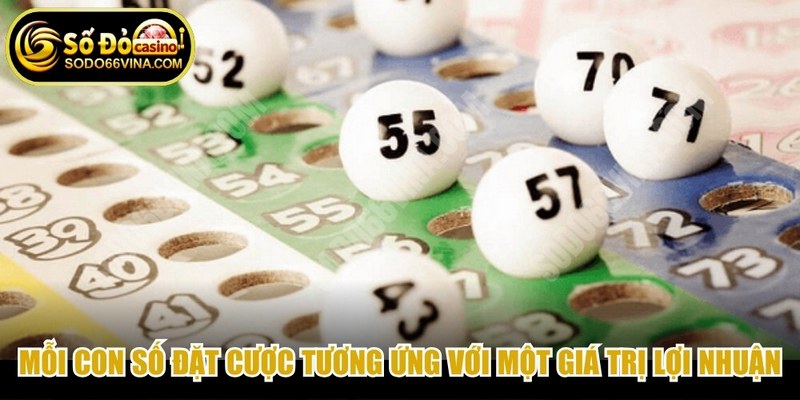 Mỗi con số bạn đặt cược sẽ tương ứng với một giá trị lợi nhuận